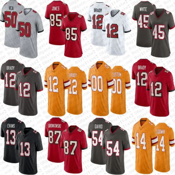 

12 tom brady rob gronkowski julio jones 13 mike evans custom football jerseys lavonte david leonard fournette tampas bayes vita vea buccanee, Black;red