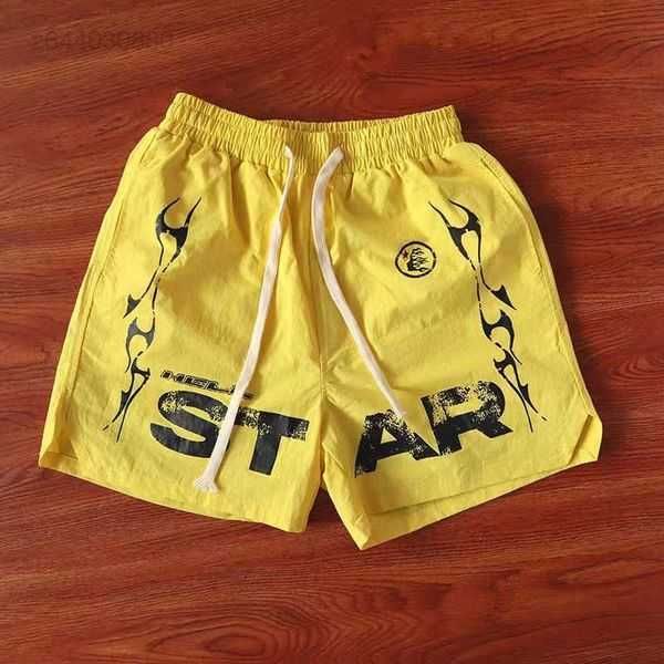 

hellstar t shirt studios mesh nylon shorts breathable knee length short pants sportswear jogging basketball pant men size fitness running tr, White;black
