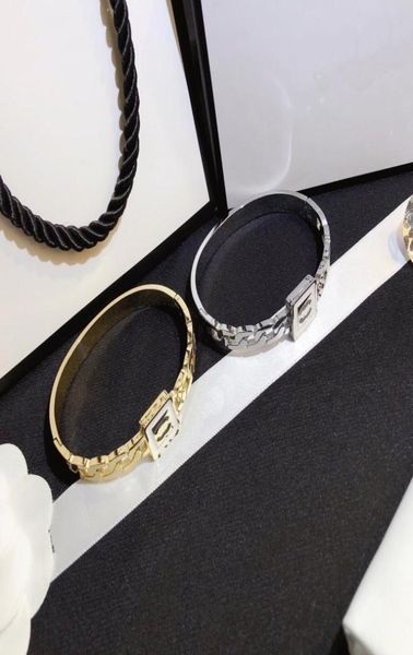 

fashion style bracelets women gold bangle luxury designer jewelry crystal 18k gold plated 925 silver plated stainless steel weddin6202313, Black