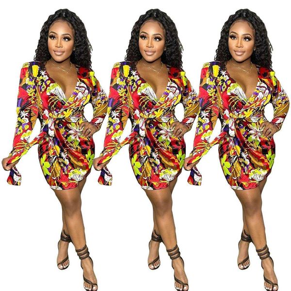 

item title womens clothing floral v neck long sleeved dress, Black;gray