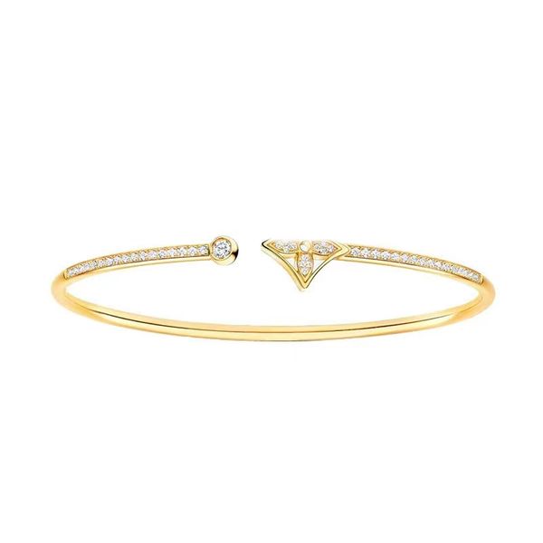 

premium light-sensitive bangle bracelet for women 18k gold full diamond brand jewelry wedding gift, Black