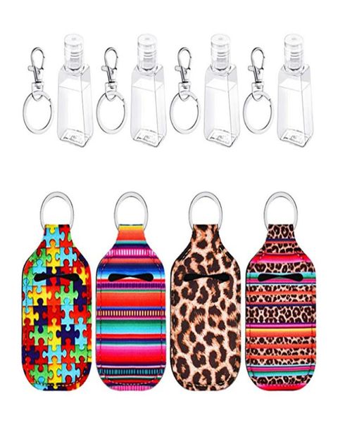 

new neoprene keychain 30ml hand sanitizer bottle holder bags lipstick holder perfume container hand soap bottle holder key chain a5476613, Slivery;golden