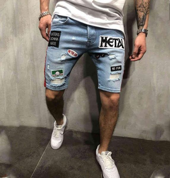 

2022 men039s fashion jeans pierced embroidery oem shorts011664281, White;black