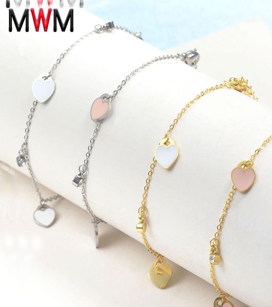 

m charm bracelet for girl women stainless steel kids braclets jewelry chain link heart female braclet4655216, Golden;silver
