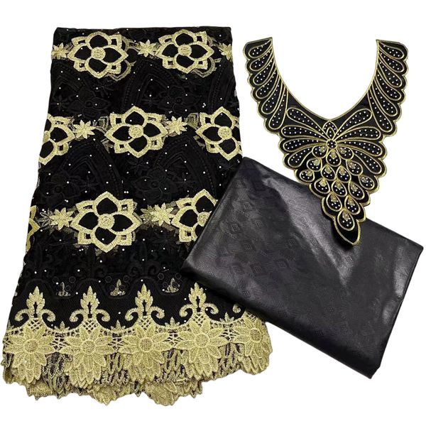 

tulle 5 yards african ladies bazin rhinestones textile nigerian women formal garment lace wedding dress water green party sewing net clothin, Black;white