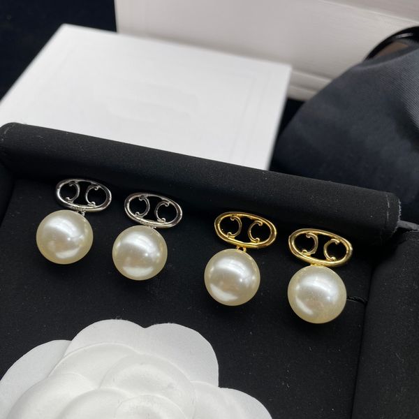 

pearl earrings new light luxury temperament ladies designer earrings 925 silver real earrings earrings jewellery, Golden