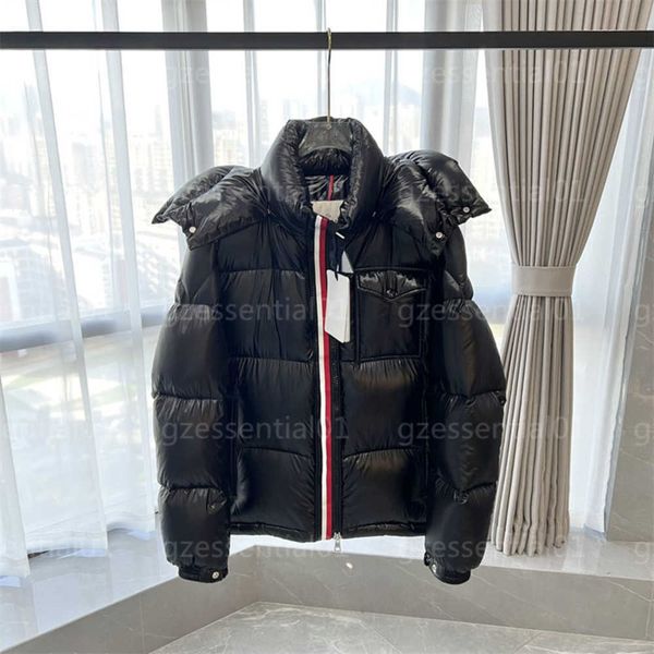 

down men monclears jacket winter warm coat designer clothing fashion concealable tri-color striped double zipper luxury downs men black puff