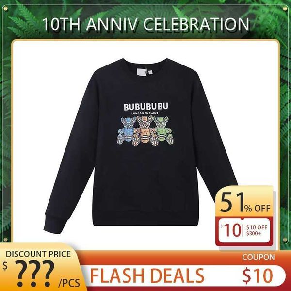 

mens womens round neck sweatshirts fashion cotton hoodies bear print m-4xl, Black