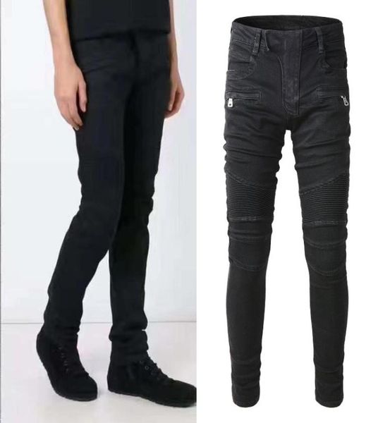 

black biker denim jeans for man big size 40 stretch cotton trim fit5810752, Blue