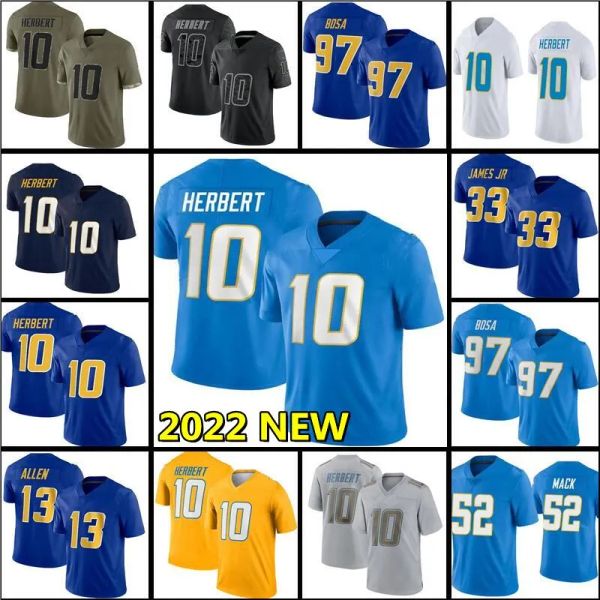 

10 justin herbert khalil mack jersey football joey bosa keenan allen austin ekeler jerseys derwin jr junior seau tomlinson joshua kelley ken, Black;red