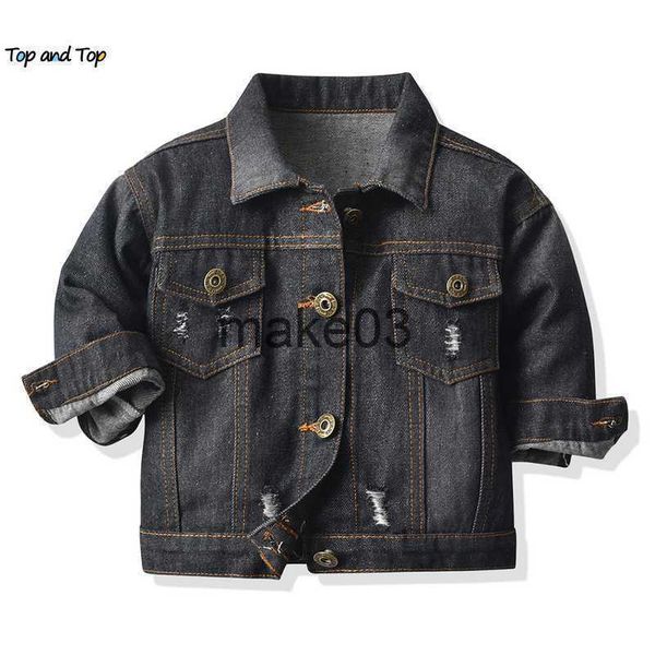 

jackets and fashion toddler little boys girls casual denim coats long sleeve holes buttons down jeans jackets kids outerwear j230728, Blue;gray