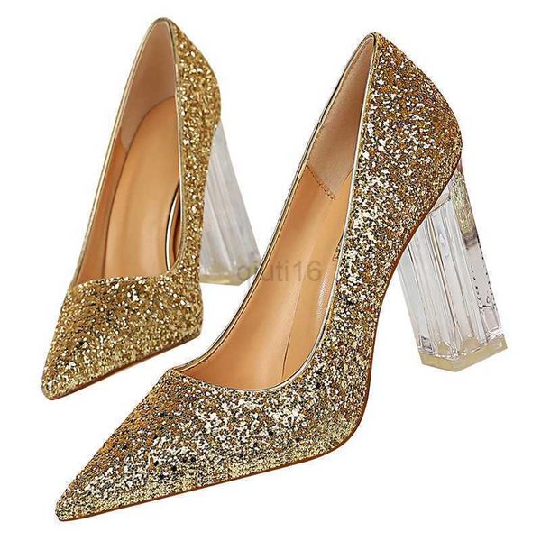 

dress shoes 2023 plus size 43 women block 10cm high heels lady scarpins gold silver block heels pumps female wedding transparent chunky shoe, Black