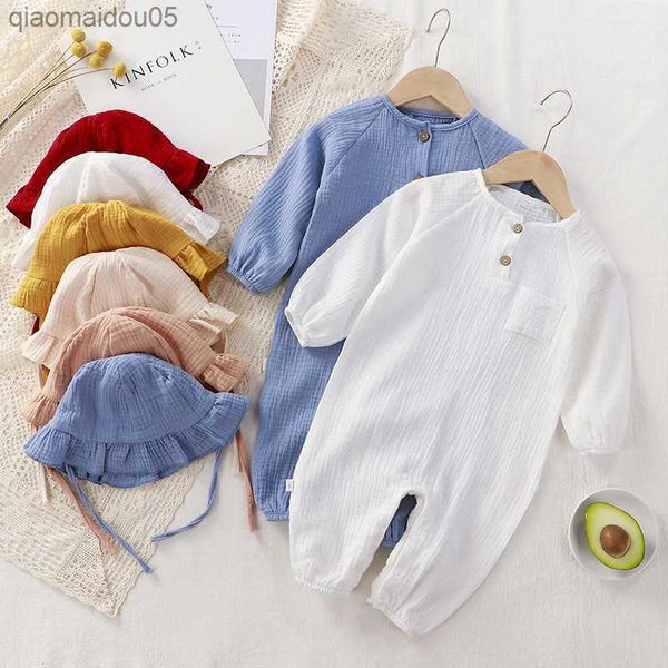 

autumn spring baby romper muslin cotton kids jumpsuit newborn girl boy clothes toddler onesie infant ouitfit set baby clothing l230712, Blue