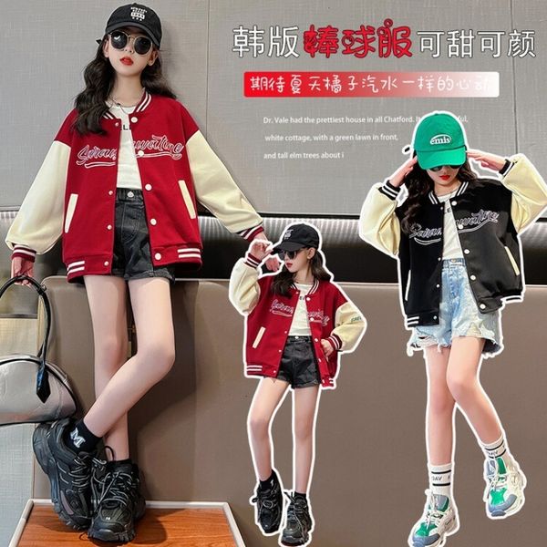 

jackets autumn teen girls baseball jacket veste fille vetement adolescents childrens kids letter coats for girls clothes 230728, Blue;gray