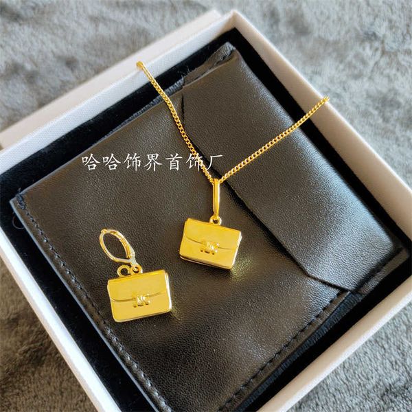 

celi arc de triomphe solid gold bag necklace ins premium simple decoration earrings for women, Silver