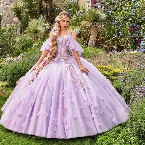 

lavender sweet 16 ball gown dress quinceanera dresses off shoulder applique beading 3dflower prom gowns vestido de 15 anos, Blue;red