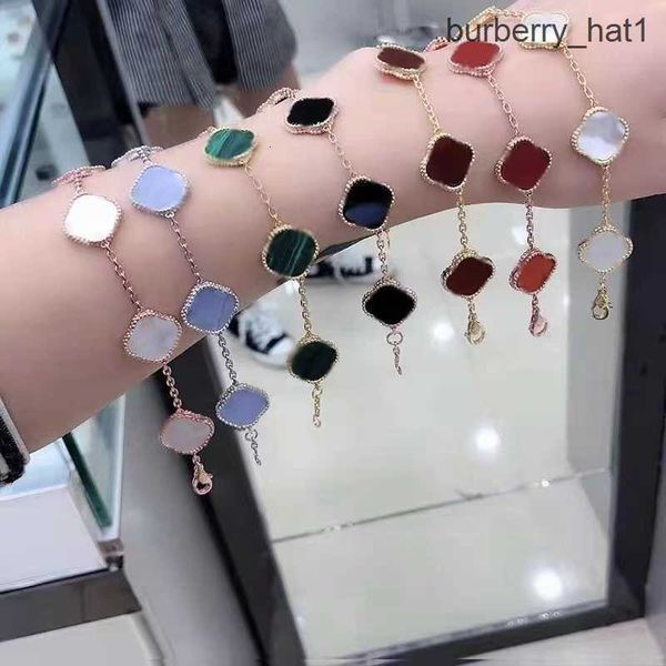 

new designer bracelet 4 four leafs clover bracelet diamond charm bracelets 18k gold plate agate shell mother of pearl for women wedding moth, Black