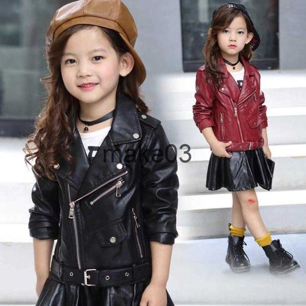 

jackets 2021 new autumn winter baby girls solid color lapel pu leather kids fashion leather jackets children outerwear clothes 312y j230728, Blue;gray