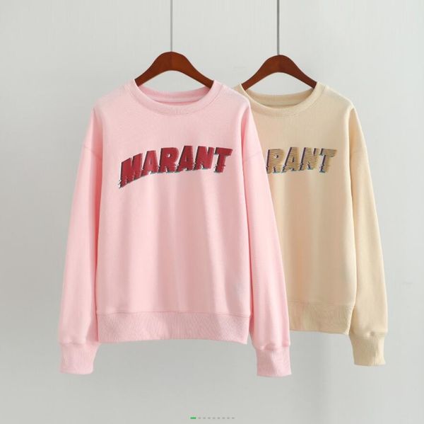 

2023 new women's hoodies marant designer black sweatshirt pullover jumper maran french small flocking round collar pullover belt short