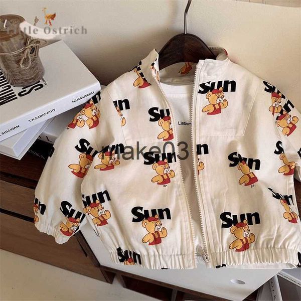 

jackets baby girl boy cartoon bear jacket spring infant toddler child long sleeve coat zipper letter casual cardigan baby clothes 210y j2307, Blue;gray