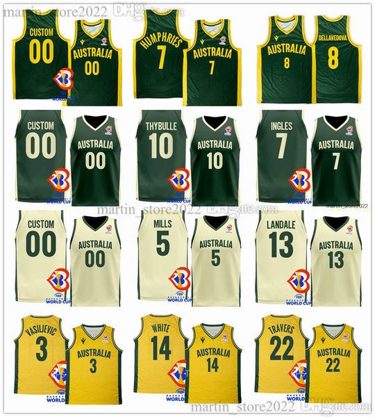 

2023 fiba australia world cup basketball jerseys joe ingles patty mills matisse thybulle matthew dellavedova dante exum nick kay jock landal, Black;red