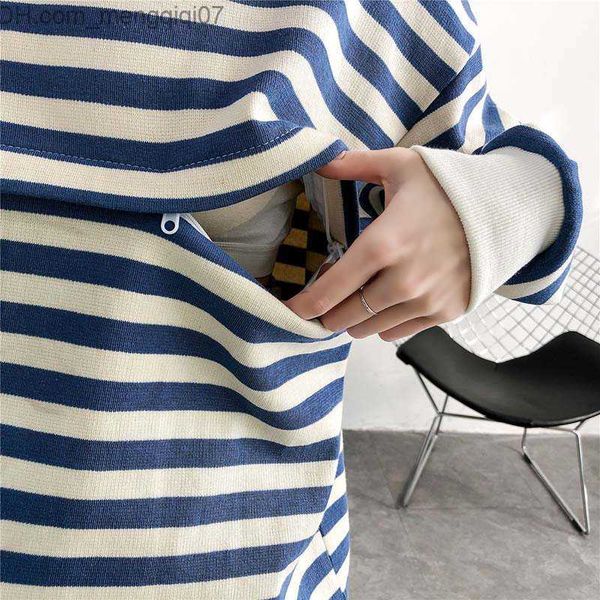 

maternity dresses breakfeeding clothes sweater winter women's casual home cotton maternity hoodie z230728, White