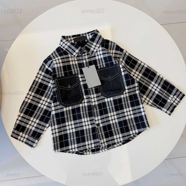 

designer kids clothing summer baby shirt double pocket decoration at chest blouses size 100-160 cm fashion children shirt july27, White;black