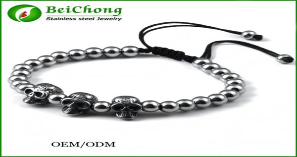 

bc jewelry fashion jewelry vintage look stainless steel plated handmade rope woven gentleman skull bead bracelet bc1317564026, Black