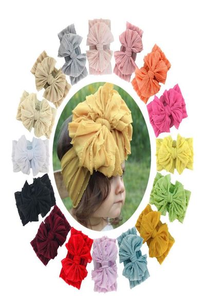 

big lace bow knot headband boutique elastic headwraps for baby girls wide soft flower silk hair bands turban headbands2644420, Slivery;white