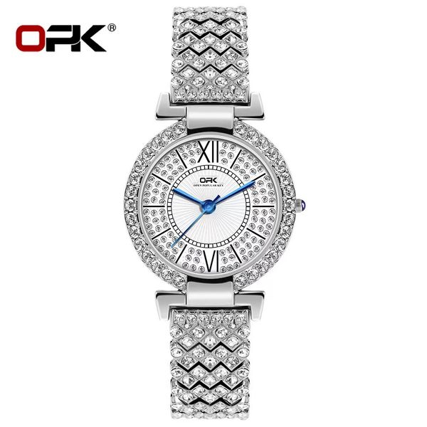 

opk quartz women's watch elegant diamonds women's watch 34mm, Slivery;brown