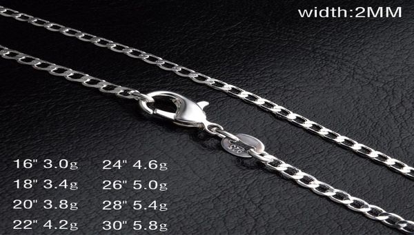 

whole 2mm 925 sterling silver side chains necklace 16 18 20 22 24 26 28 30 inches fashion jewelry in bulk2574204