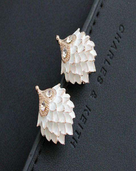 

new animal ear studs electroplated paint black and white hedgehog small earrings natural and fresh style bulk s6834014, Golden;silver