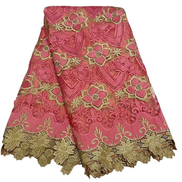 

summer 2023 women dress cloth lace fabric with rhinestones latest 5 yards tulle embroidery gold thread female occasion party nigerian africa, Black;white
