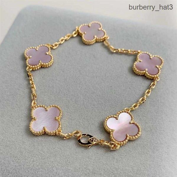 

2023 luxury clover designer bracelet mother of pearl 18k gold brand love bangle charm bracelets shining crystal diamond jewelry, Black