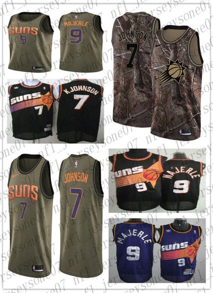 

2021 custom men youth women sunss 7 kevin johnson 9 dan majerle black white purple throwback basketball jersey2180354