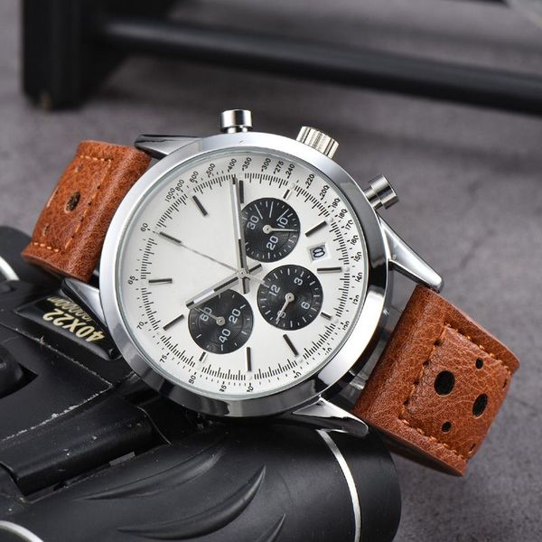 

2023 new mens watch quartz luxury navitimer b01 dial brand chronograph belt steel strap wristwatch a3, Slivery;golden