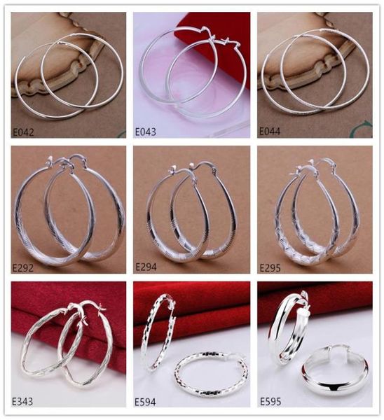 

mixed 10style 10pairs women039s plating sterling silver hoop huggie earring high grade fashion 925 silver circles round earring2270423, Golden;silver