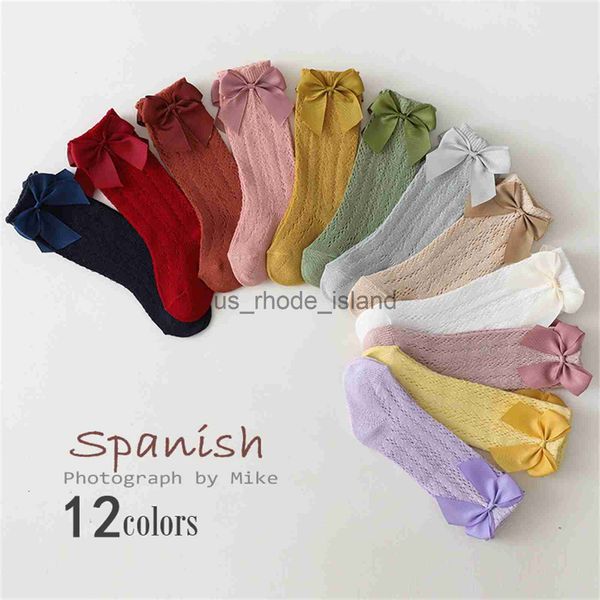 

kids baby infants toddlers girls knee high 1 pack bow long stockings ruffled school leggings x0727, Pink;yellow