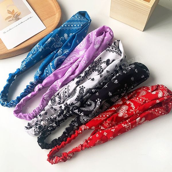 

floral print twist head bands for women bohemian turban headwrap cotton yoga headband hair accessories bandana bandage, Slivery;white