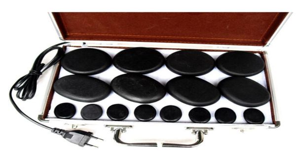 

16pcsset massage stones lava set spa rock basalt stone with heater box9935049