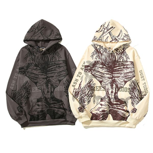 

graffiti sweatshirts hoodies men print pullover suprior hoode high street pullovers 23fw 2 colors, Black;brown