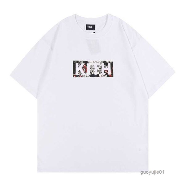 

2023 designer kith men's t-shirts the new yorker skyline newsstand rabbit paper cutting printed round neck cotton loose casual t-shirt, White;black
