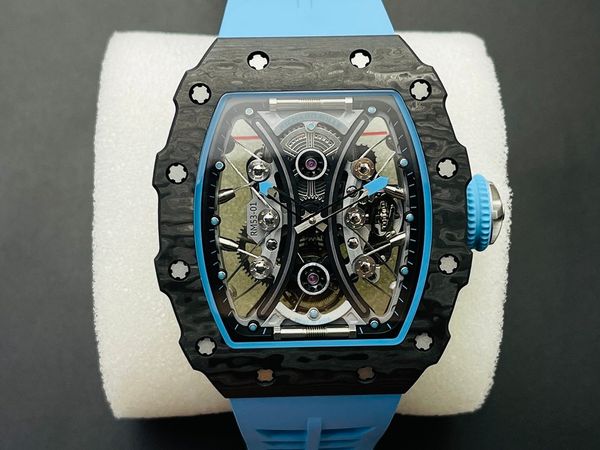 

ture tourbillon luxury mens rm53-01 mechanics watch richa full automatic mechanical movement wine barrel tourbillon milles business, Slivery;golden