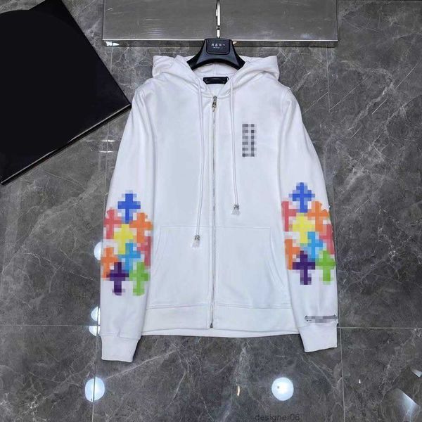 

fashion brand ch men's hoodie embroidered sanskrit cross correct version of the long ball hooded sweatshirt street style couples sweate, Black