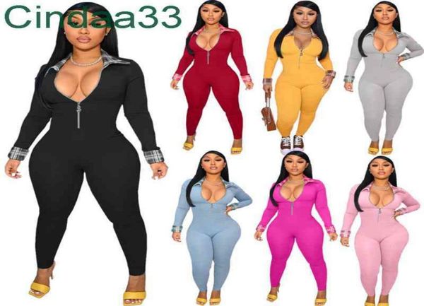 

women jumpsuits designer slim personalized one piece pants color matching onesies ladies rompers 7 colours1535388, Black;white