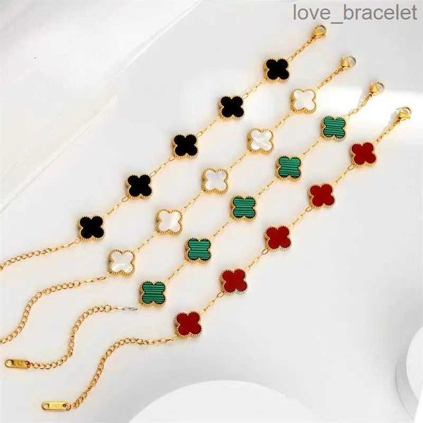 

designer jewelry women van clover bracelet fashion mens bracelet vintage bracelets clover leaf necklace luxury design wedding jewelry chirst, Black