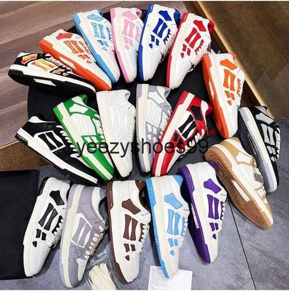 

2023 new amri skel hi sneakers bandana spring amiri skel-low sneaker amirl men women casual shoes designer low shoe leather bones applique u, Black