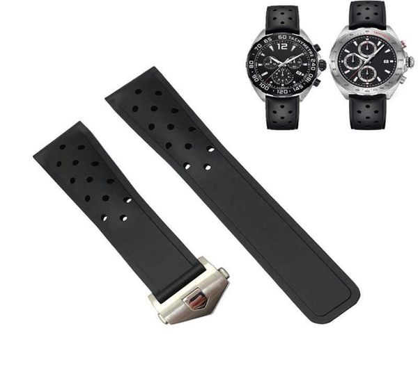 

watch bands 20mm 22mm rubber silicone watch strap waterproof bracelet watchband for tag heuer monaco strap carrera formula 1 watch4337939, Black;brown