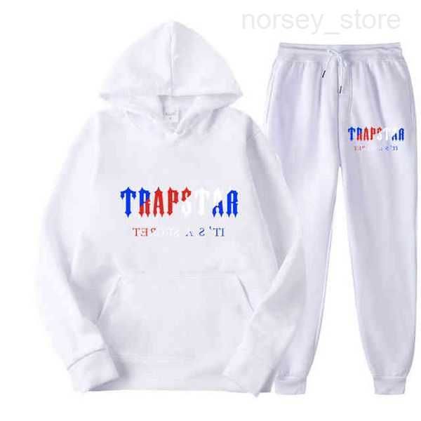 

tracksuit trapstar printed sportswear men's t shirts 16 colors warm two pieces set loose hoodie sweatshirt pants jogging 220615 8 gw4o, Gray