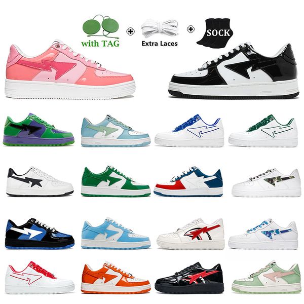 

2023 sports comfortable casual shoes designer sk 8 platform sneakers sta patent leather green black white blue for men women combo pink trai
